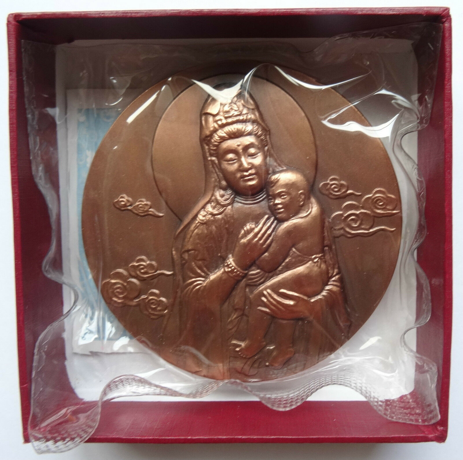 China 2011 Shanghai Children Sending by Bodhisattva Statue Copper Medal - Fresh Stock Dated February 2026