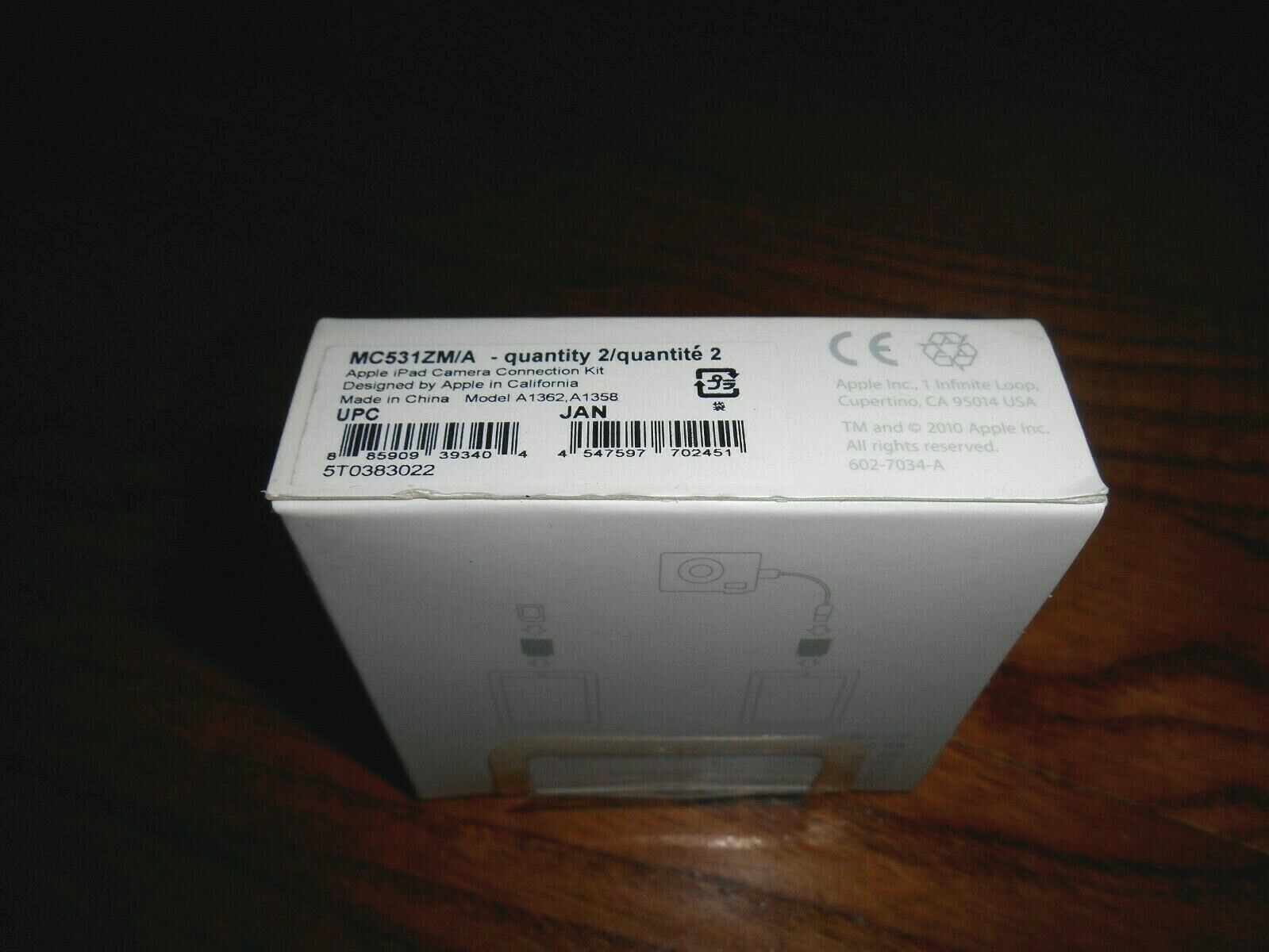 APPLE IPAD CAMERA CONNECTION KIT MC531ZM/A Model A1362 A1358 New + I Ship Faster - Fresh Stock Dated February 2026