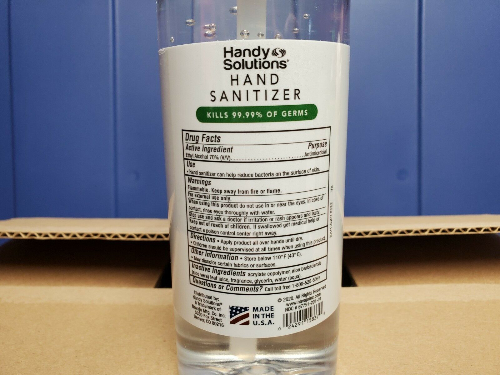 Handy Solutions Hand Sanitizer Case (24) 16 Oz Bottles Case Of 24 Exp 08/22 NIB - Fresh Stock Dated February 2026
