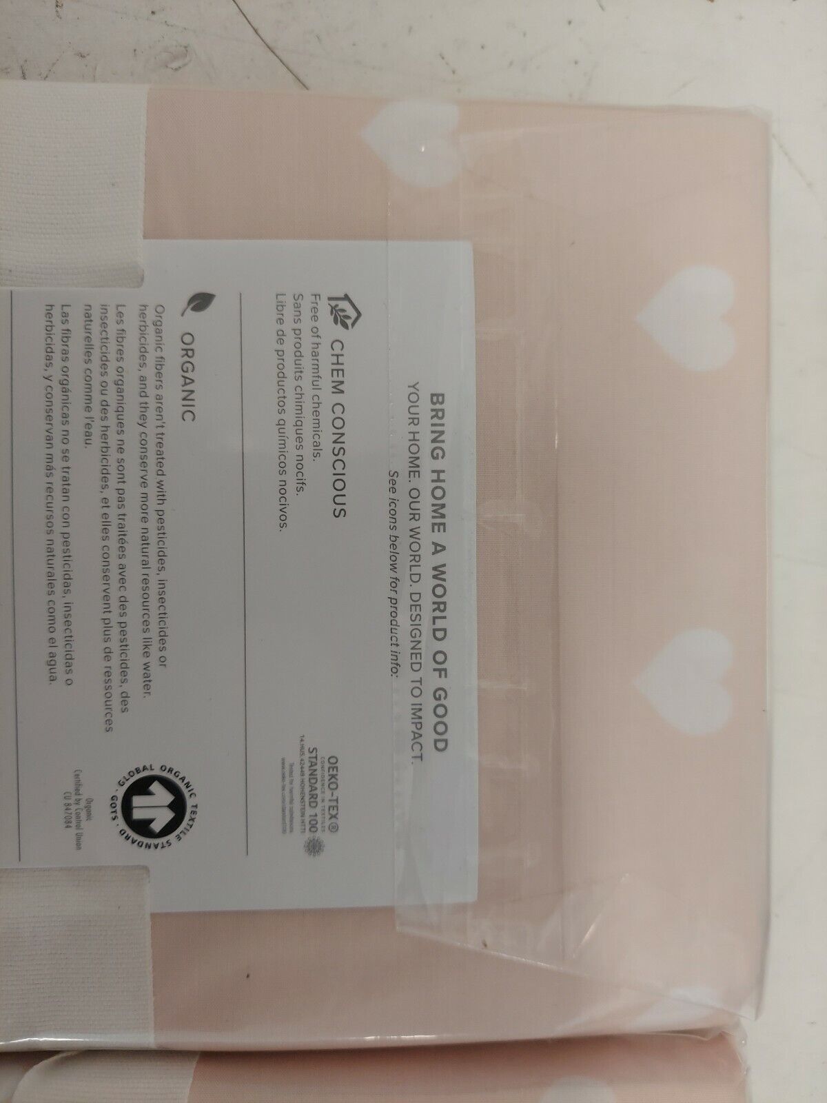 Pottery Barn Kids - Organic Heart Sham Blush/ White Standard 20x26 (2Pk.) -New - Fresh Stock Dated February 2026
