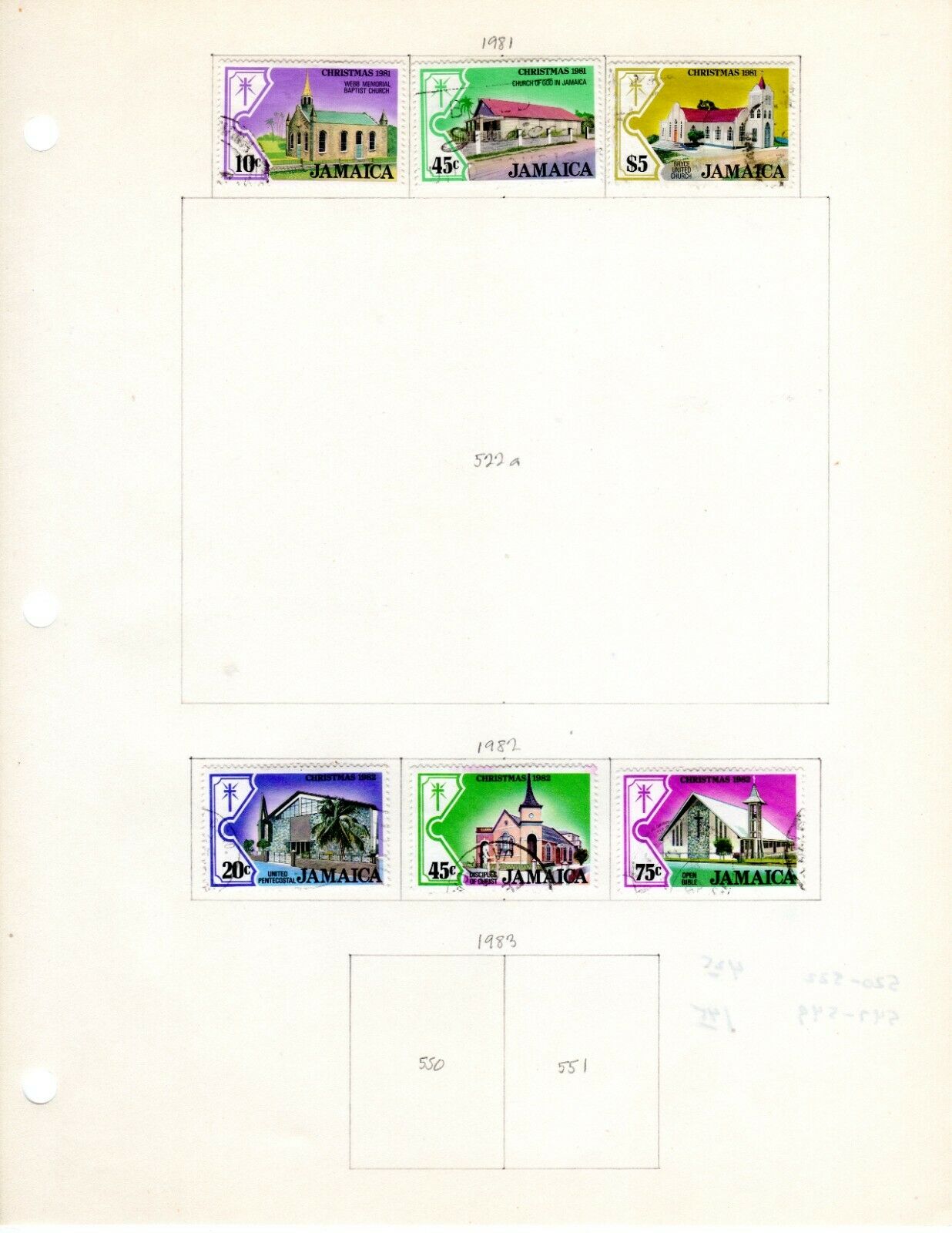 Jamaica Scott 520//559 Used on 2 Album Pages Issued 1981-1983 - Fresh Stock Dated December 2025