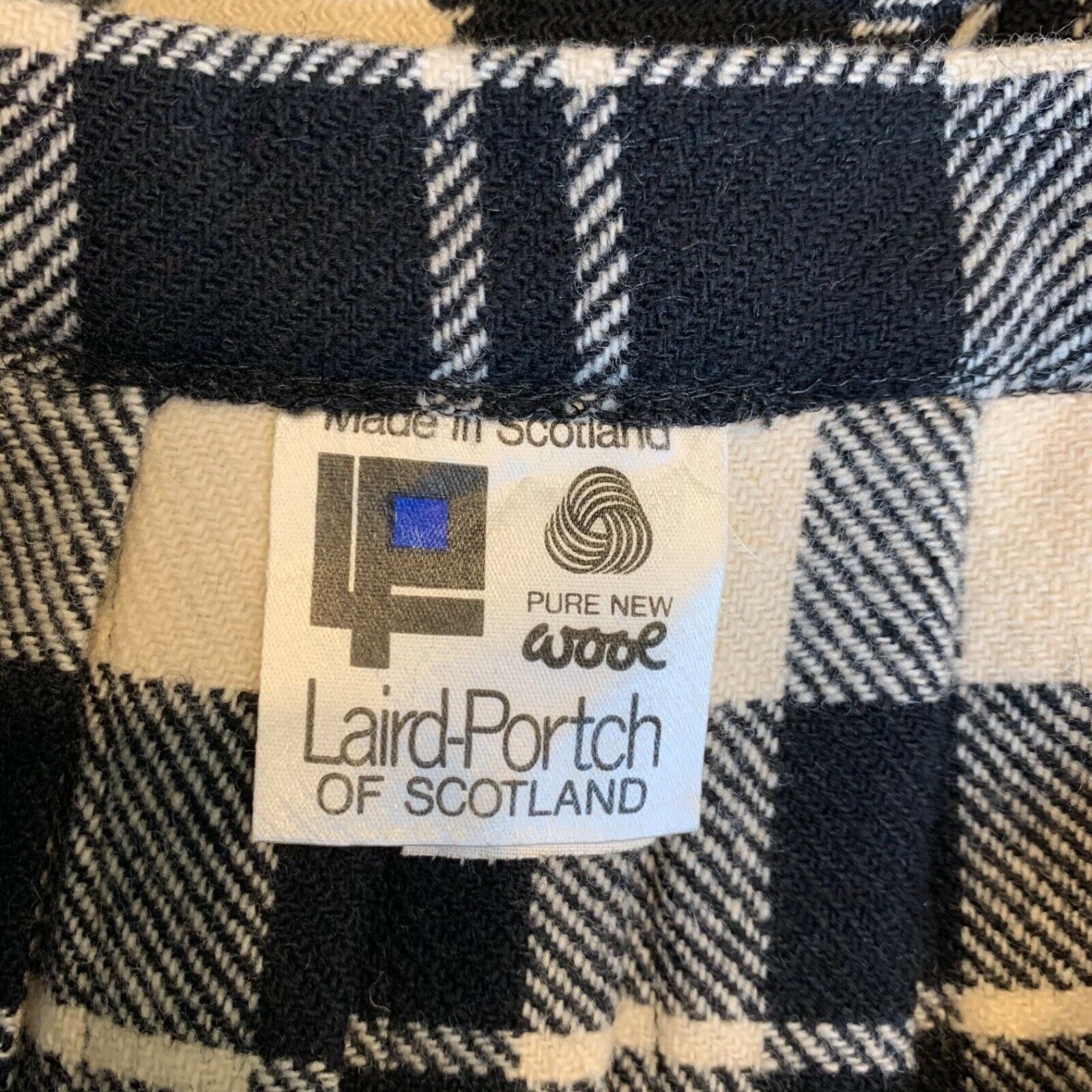 Vintage Laird Portch Made in Scotland 100% Pure Wool Black Ivory Maxi Kilt Skirt - Fresh Stock Dated February 2026
