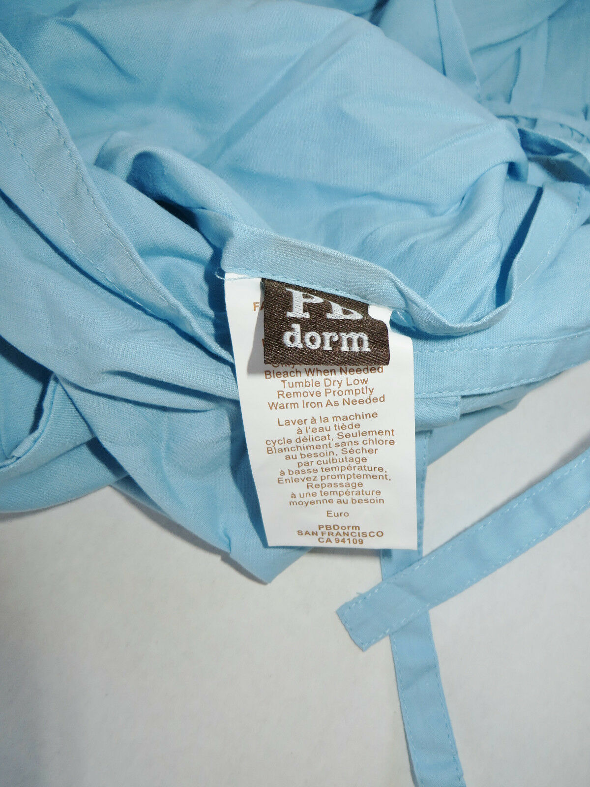 Pottery Barn Teen Ruched Euro Sham Sky Blue Cotton Dorm New - Fresh Stock Dated December 2025