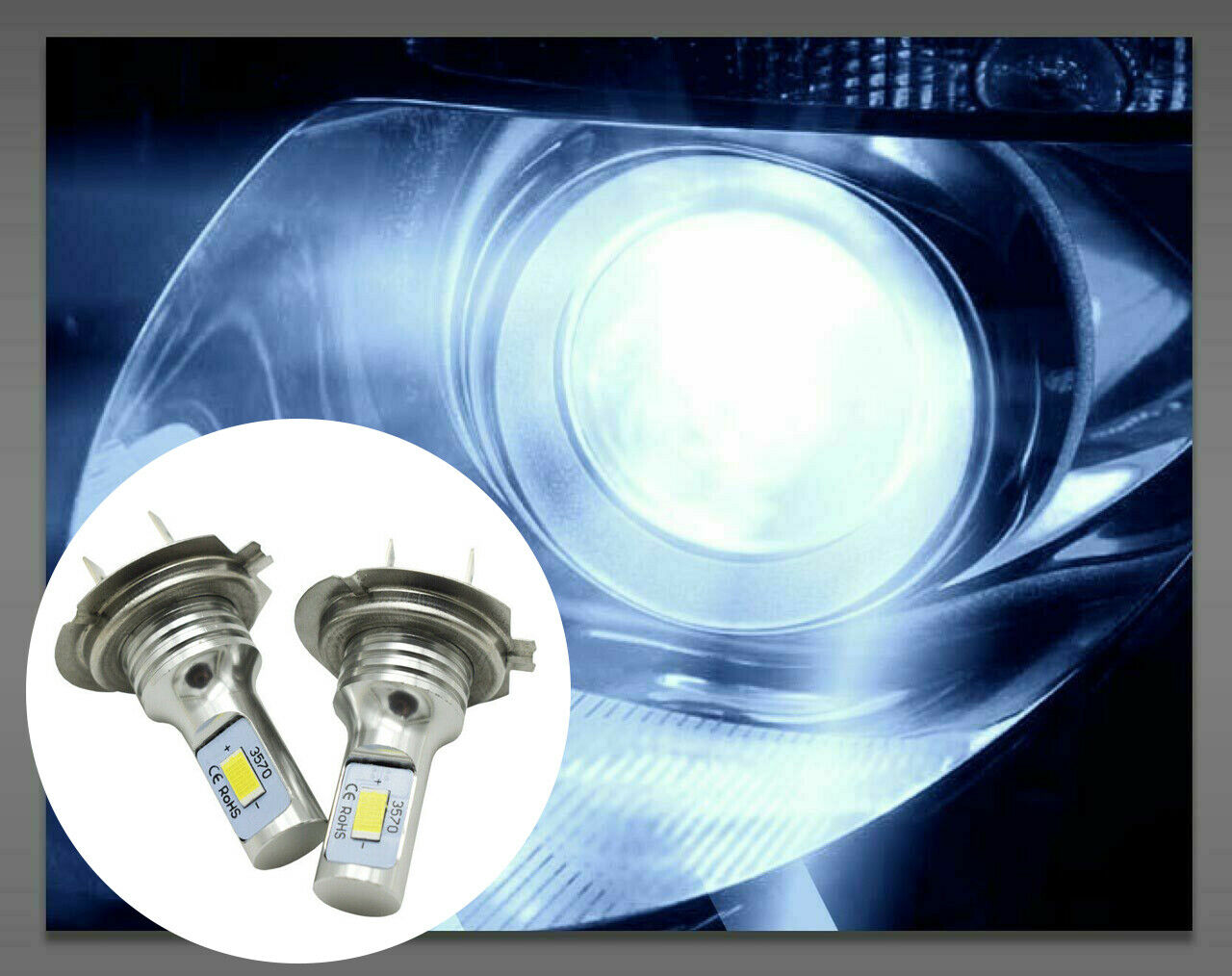 H7 LED Headlight Bulbs Kit For Honda CBR1000RR 2004-2016 CBR600RR 2003-2017 - Fresh Stock Dated February 2026