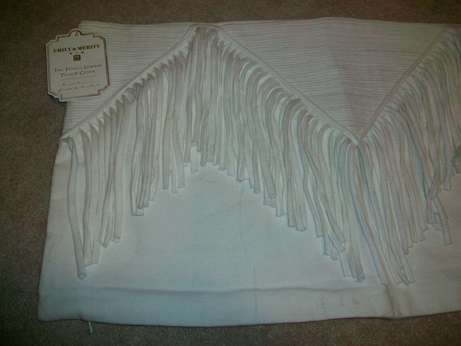 ONE POTTERY BARN EMILY & MERITT FRINGE LUMBAR PILLOW COVER 12 X 24 NEW W TAG - Fresh Stock Dated December 2025