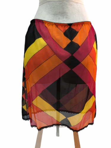 Vintage VTG 1960s 60s Pink Mod Patterned Slip Lingerie Skirt - Fresh Stock Dated December 2025