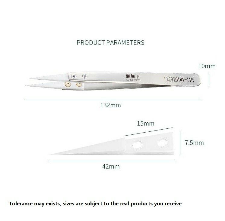 F27541 Steel Tweezer with Pointed Insulating Ceramics Tip for Watch Repair - Fresh Stock Dated February 2026