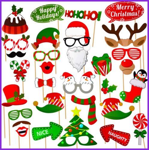 Christmas Photo Booth Props Kit 32Pcs DIY Prop Pose Sign Kits For Adults Kids Pa - Fresh Stock Dated February 2026
