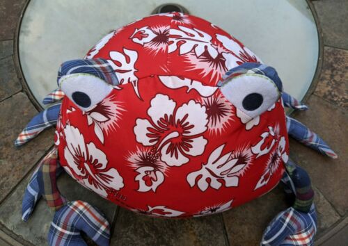 Pottery Barn Kids PBK.Crab decor Pillow Plush Hawaiian Print Plaid Legs Adorable - Fresh Stock Dated December 2025