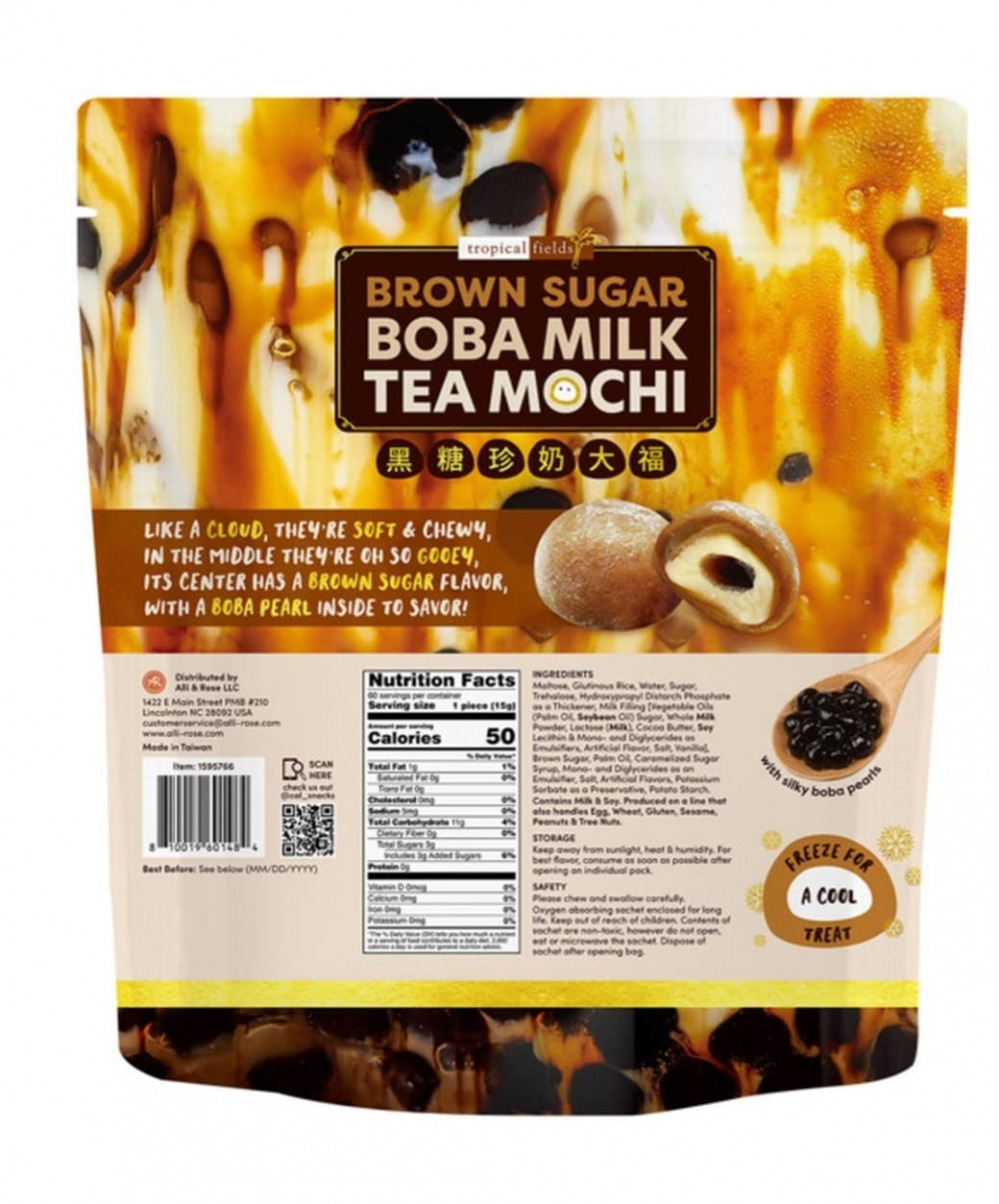 Tropical Fields Brown Sugar Boba Milk Tea Mochi, 31.8oz - Fresh Stock Dated February 2026