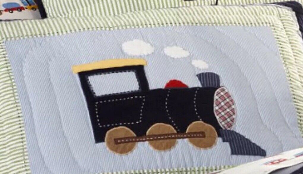 Pottery Barn Kids Pillow Sham Ryder Train Engine Quilted Standard Size - Fresh Stock Dated February 2026