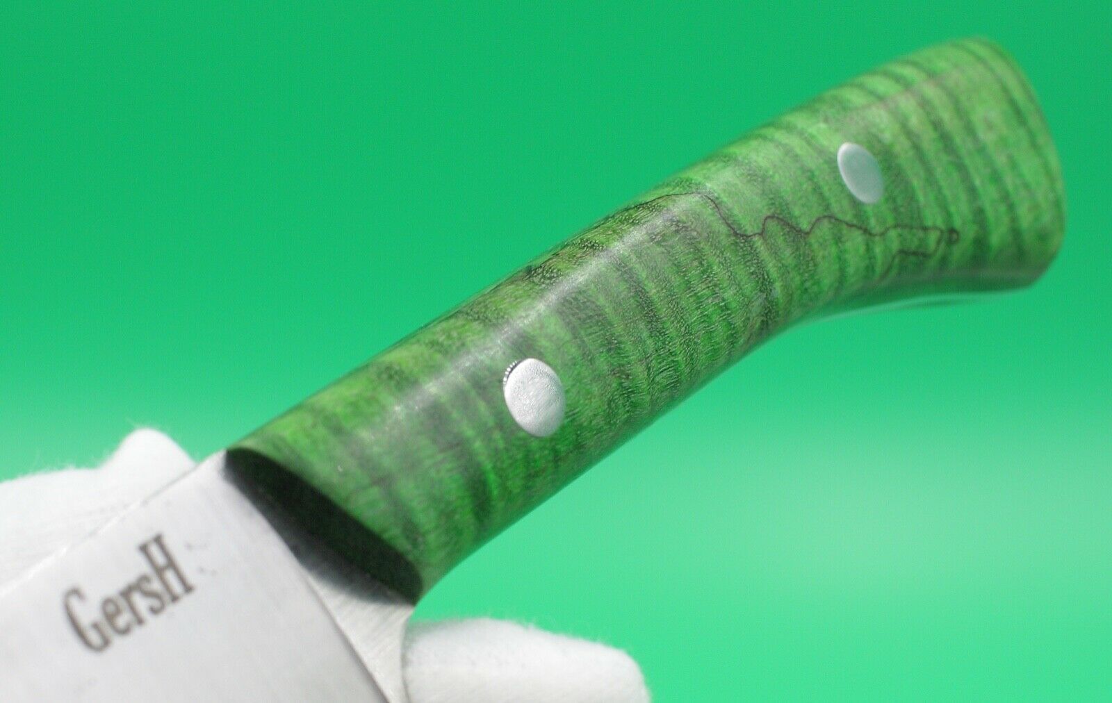 Emerald Utility - USA Made Custom Knives AEB-L Stainless Steel Dyed Curly Maple - Fresh Stock Dated December 2025