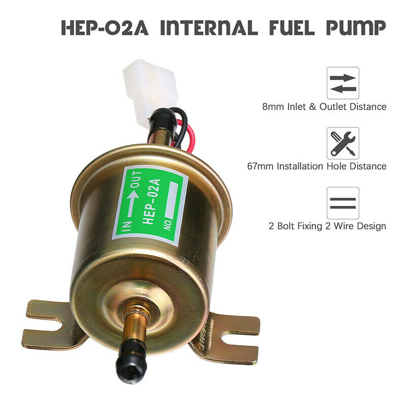12V Universal Inline Electric HEP-02A 3-6PSI Fuel Pump Low Pressure Gas Diesel - Fresh Stock Dated February 2026
