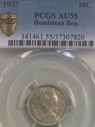 Dominican Republic 1937 10 Cents Centavos PCGS AU55 - Fresh Stock Dated February 2026
