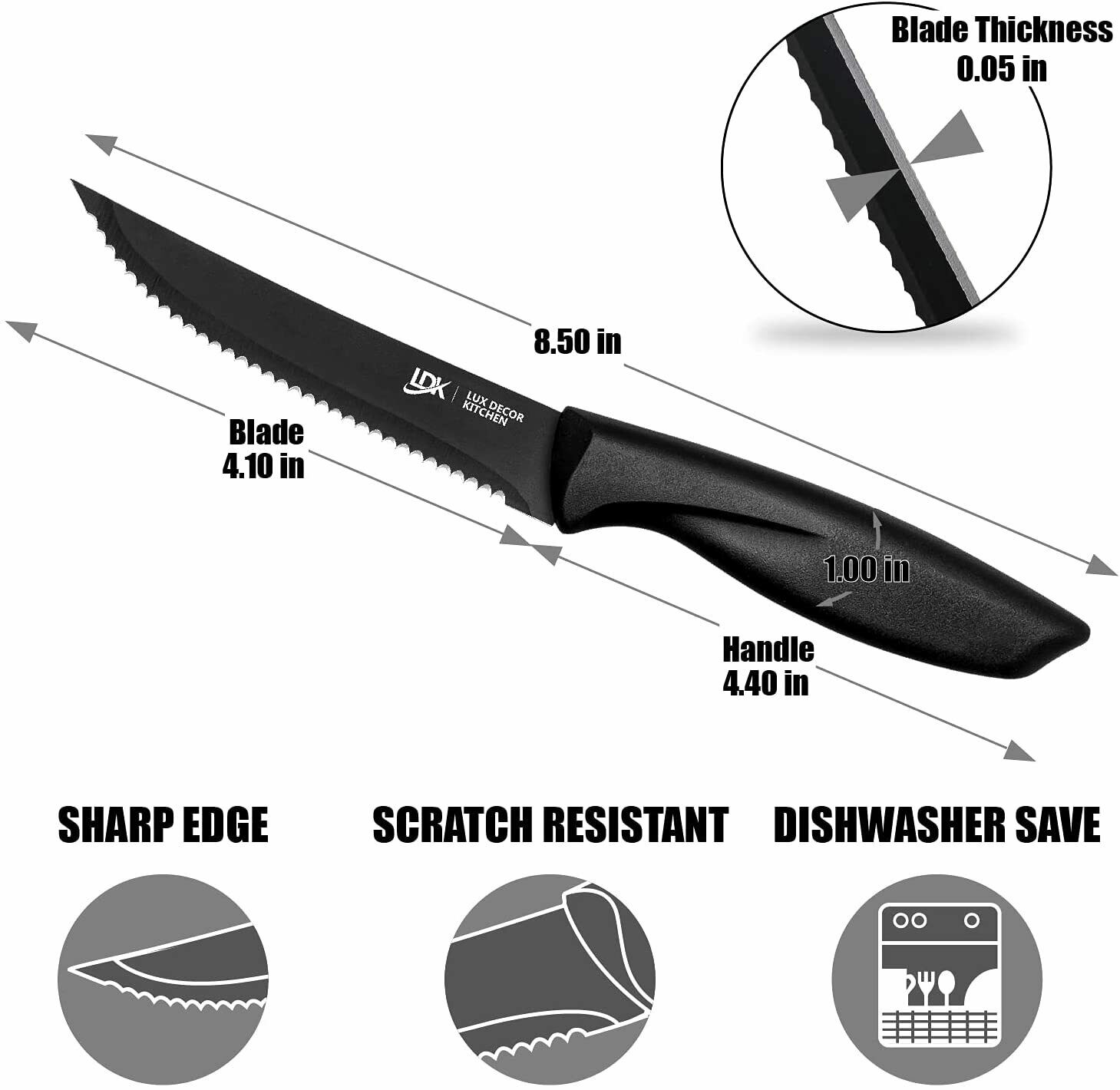 Professional 8 Piece Stainless Steel Steak Knife Sharp Chef Knives Kitchen Tool - Fresh Stock Dated December 2025