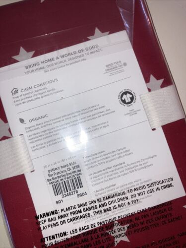 Pottery Barn Kids Organic Cotton Percale Christmas Red Star Standard Sham - NWT - Fresh Stock Dated December 2025