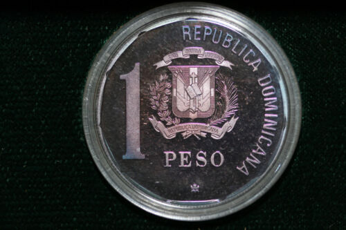 1989 Dominican Republic 500th Anniversary 1 Peso 999 Silver Coin Proof (NUM5958) - Fresh Stock Dated December 2025