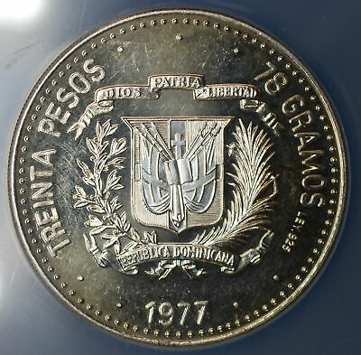 Dominican Republic 30 Pesos 1977 PR63-UCAM NGC Central Bank Anniversary - Fresh Stock Dated December 2025