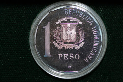 1989 Dominican Republic 500th Anniversary 1 Peso 999 Silver Coin Proof (NUM5958) - Fresh Stock Dated December 2025