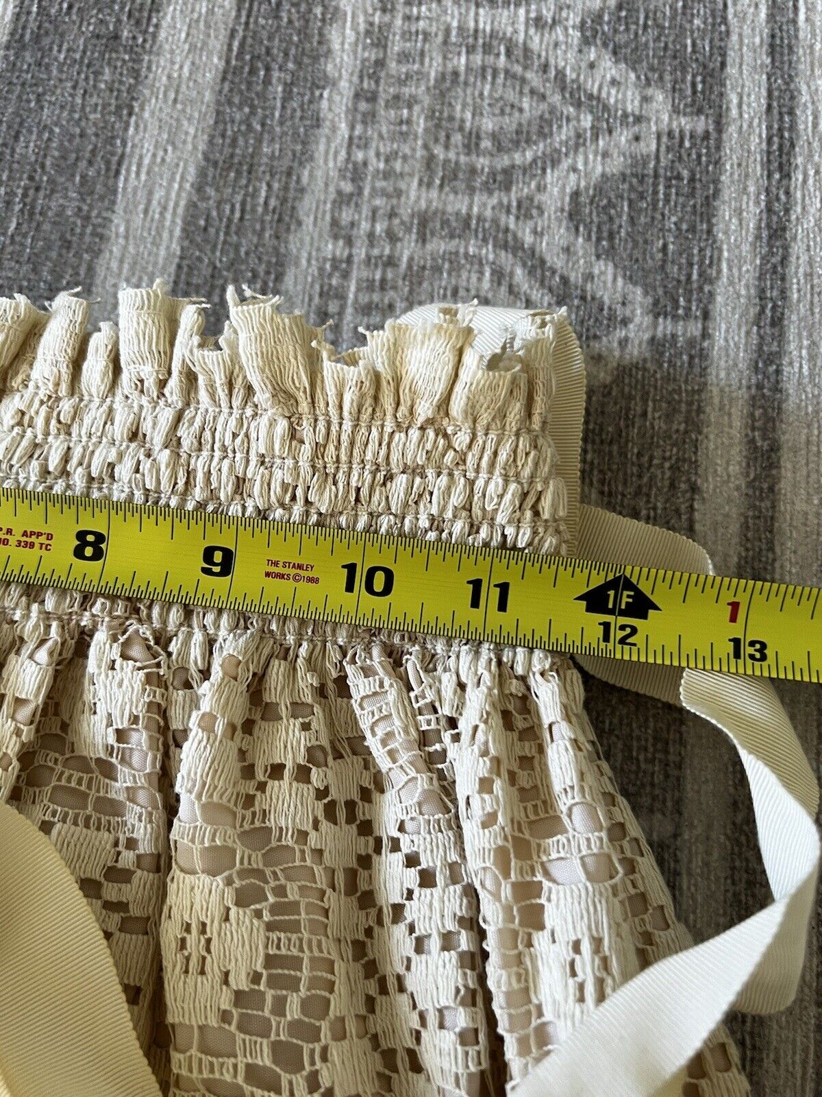 SAKS FIFTH AVENUE Women's Vintage Ivory Eyelet Boho Layered Maxi Skirt Sz L - Fresh Stock Dated March 2026