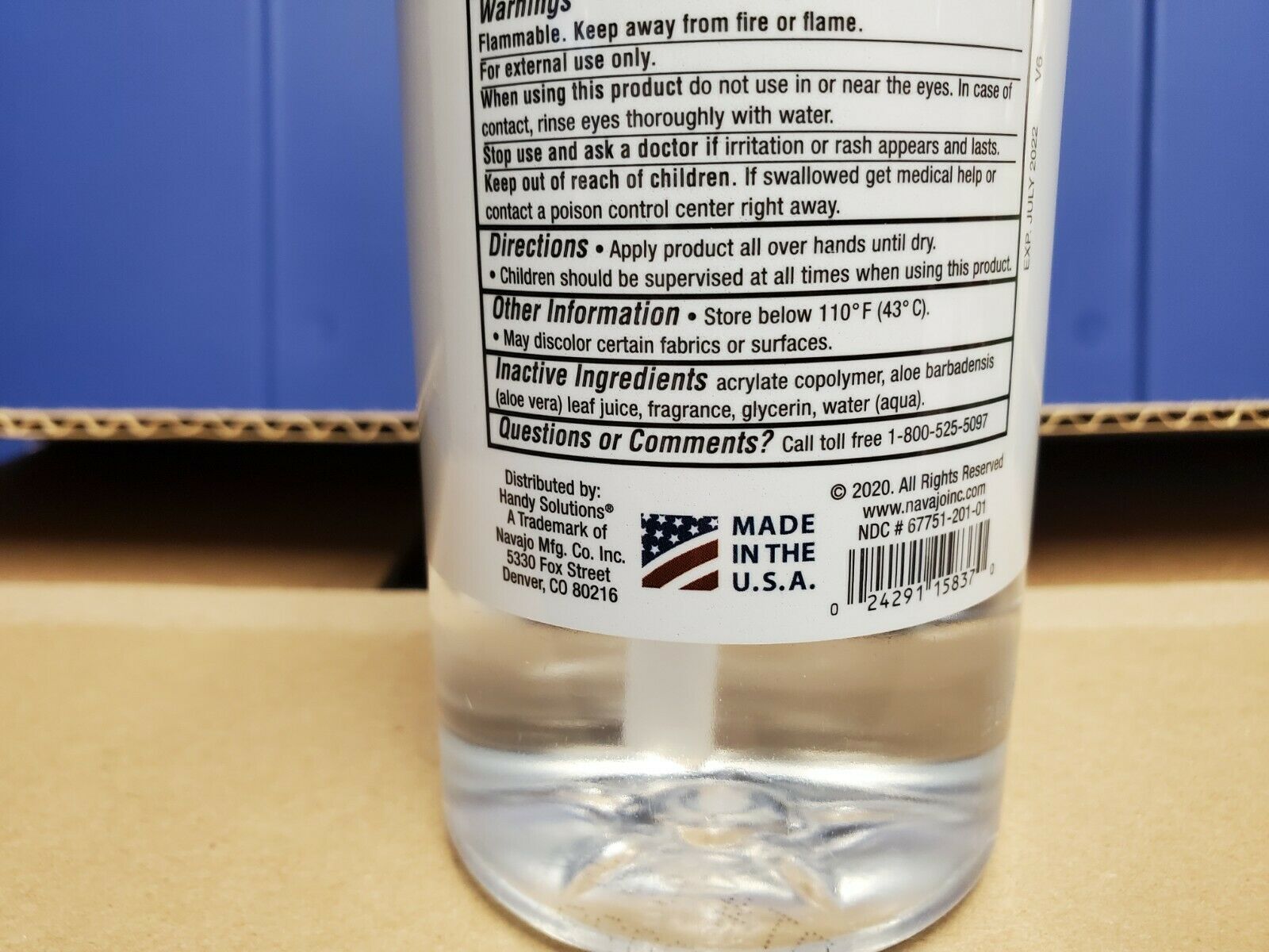 Handy Solutions Hand Sanitizer Case (24) 16 Oz Bottles Case Of 24 Exp 08/22 NIB - Fresh Stock Dated February 2026