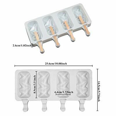 Yizeda 2 Pieces Silicone Popsicle Mold 4 Cavity Diamond Oval Ice Cream Bar Mo... - Fresh Stock Dated February 2026