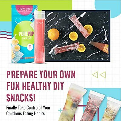 Frozip 125 Disposable Ice Popsicle Mold Bags| BPA Free Freezer Tubes W Zip Seals - Fresh Stock Dated February 2026