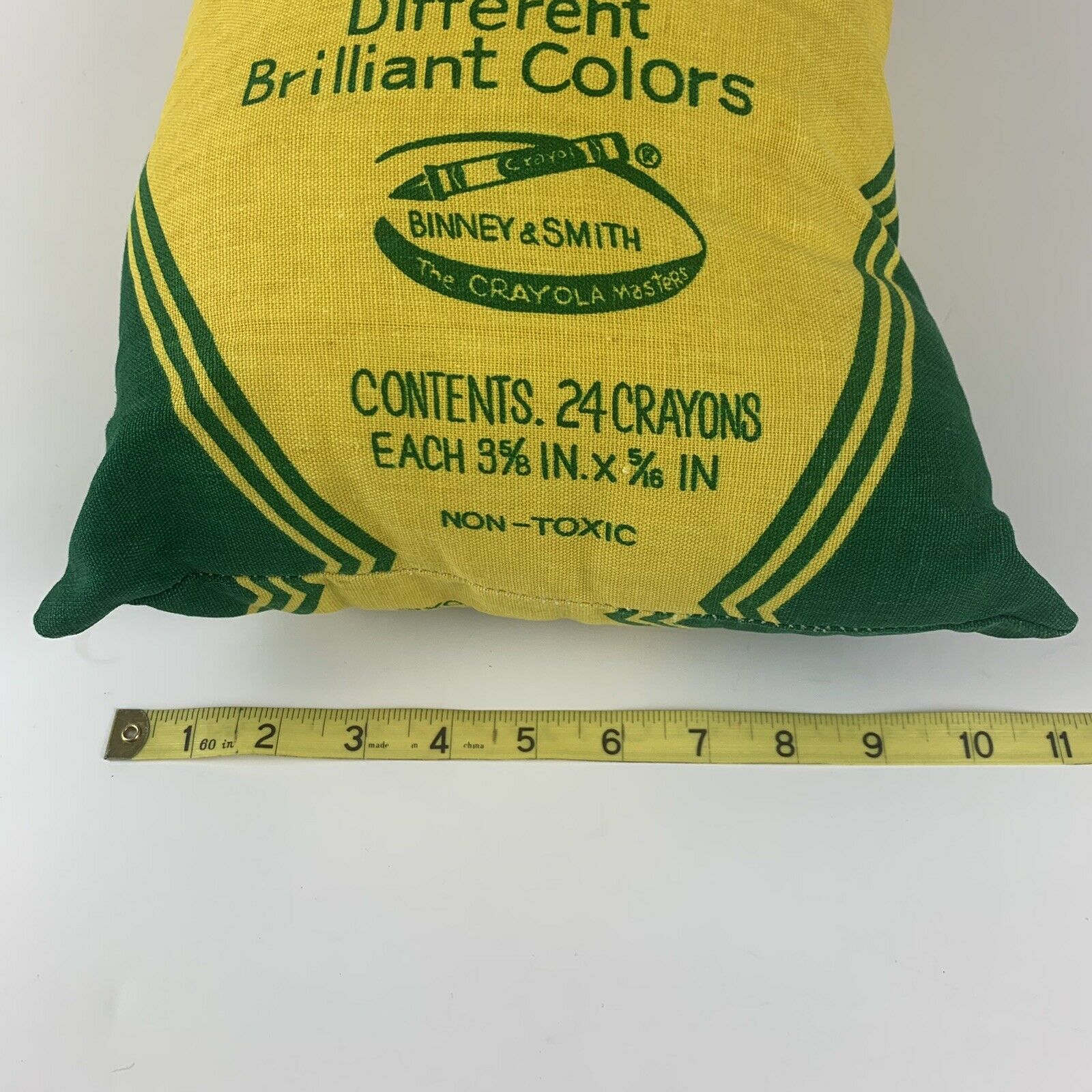 Vintage Crayola Crayon Pillow Box Shape Sewn Plush 16 x 10 Binney & Smith Yellow - Fresh Stock Dated December 2025