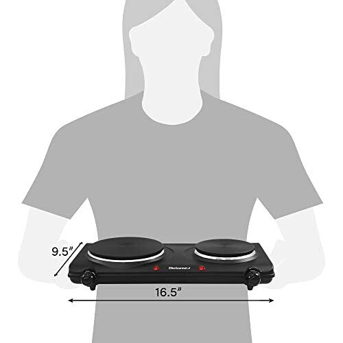 Elite EDB-302BF Countertop Double Cast Iron Burner 1500 Watts Hot Plate Tempe... - Fresh Stock Dated February 2026