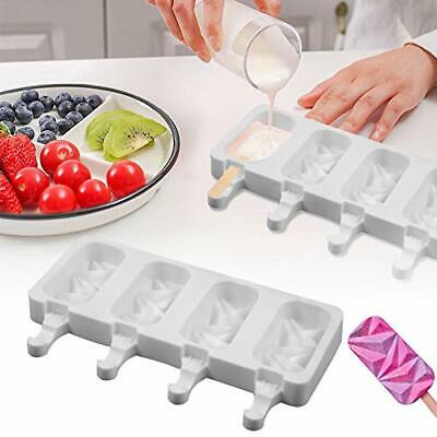Yizeda 2 Pieces Silicone Popsicle Mold 4 Cavity Diamond Oval Ice Cream Bar Mo... - Fresh Stock Dated February 2026