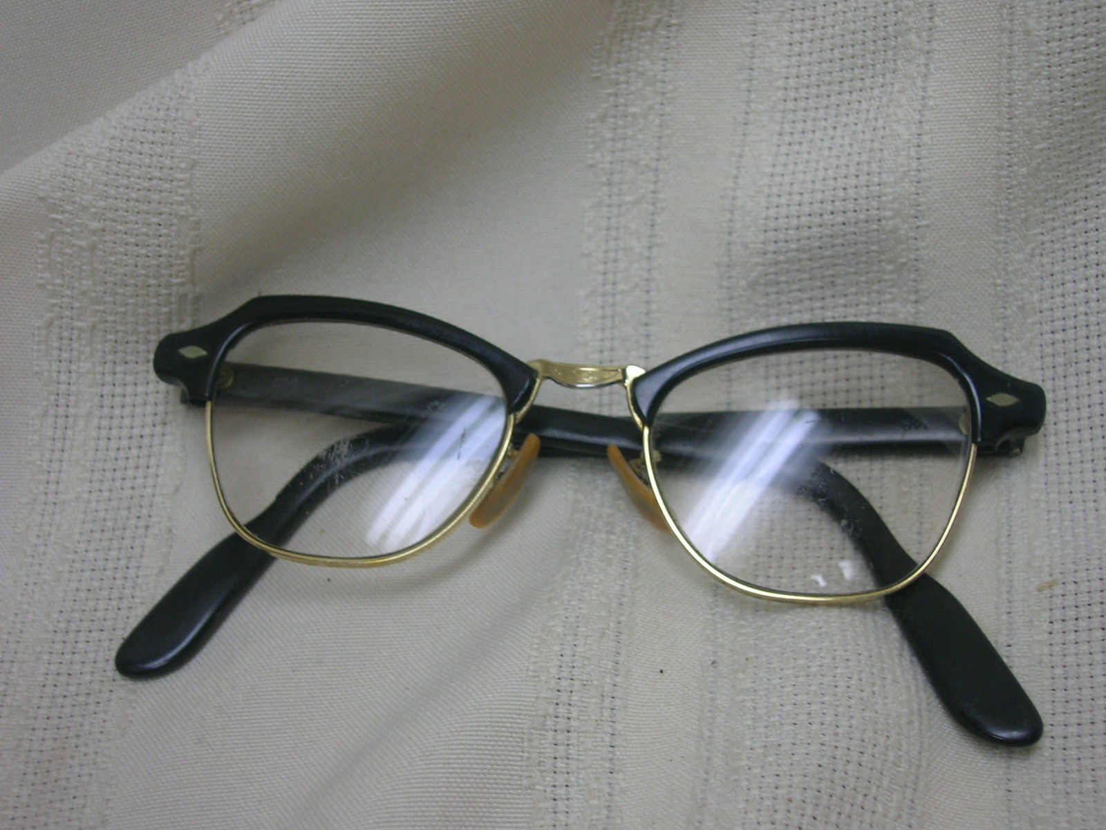 Vtg Bousch & Lomb Black Gold Filled Eye Glasses 1/10 12k 5 1/2 Arm 4 3/4