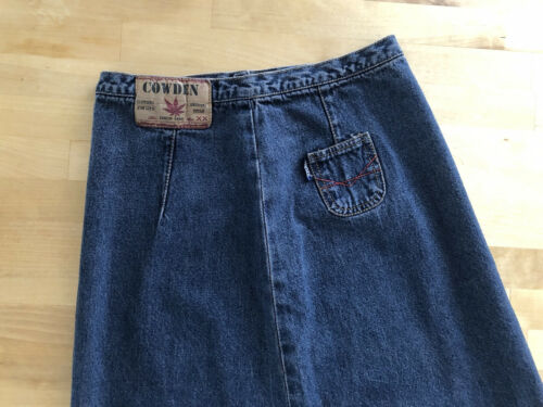 Vtg 90s COWDEN Maxi Denim Jean A-line Skirt Festival Hippie Retro Cannabis Long - Fresh Stock Dated March 2026