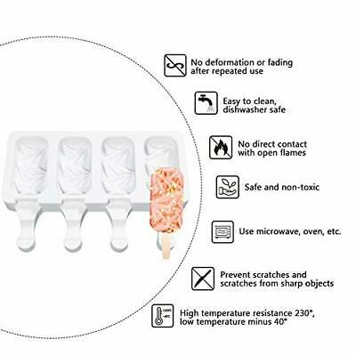 Yizeda 2 Pieces Silicone Popsicle Mold 4 Cavity Diamond Oval Ice Cream Bar Mo... - Fresh Stock Dated February 2026