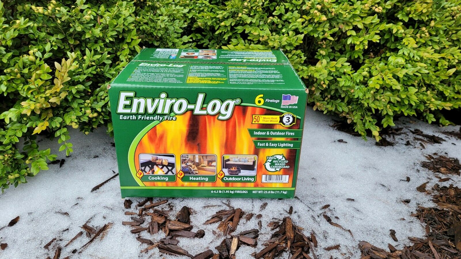 Enviro-Log Firelogs Earth Friendly 4.3 lb 6 Count Box 3 Hours Burn Free Shipping - Fresh Stock Dated December 2025