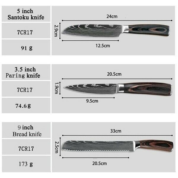 10 Pcs Kitchen Knife Set Stainless Steel Chef's Knives With Block And Sharpener - Fresh Stock Dated December 2025
