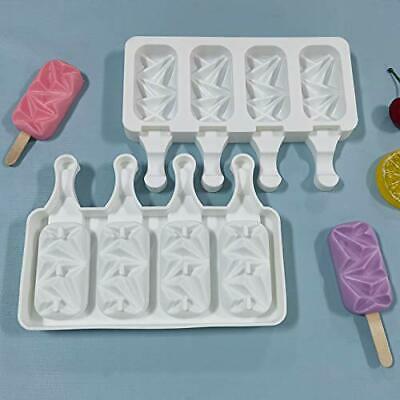 Yizeda 2 Pieces Silicone Popsicle Mold 4 Cavity Diamond Oval Ice Cream Bar Mo... - Fresh Stock Dated February 2026