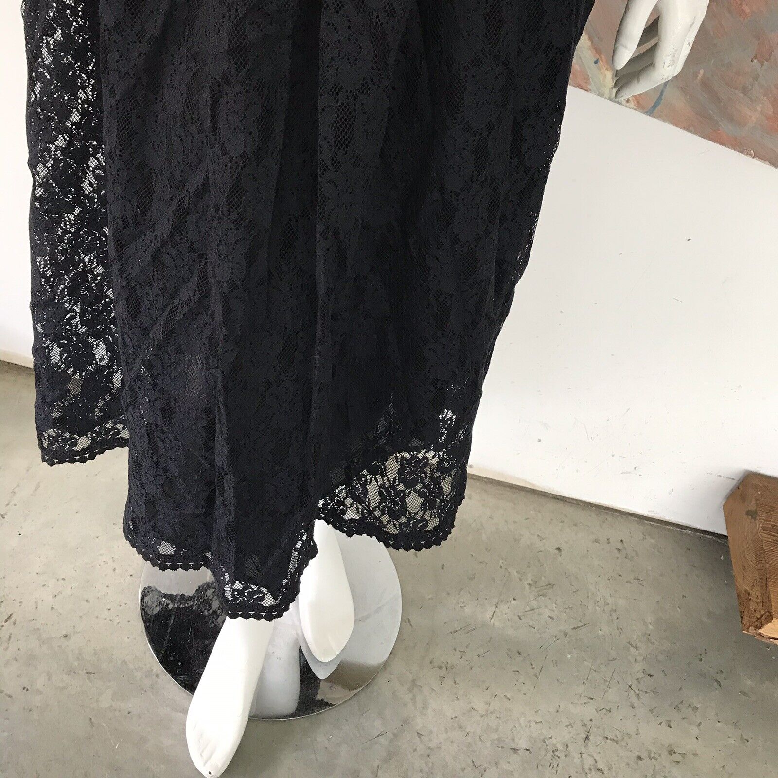 Vintage Creation Jeanne Toussaint Navy Blue Lace Pleated Midi Skirt Size 40 - Fresh Stock Dated March 2026