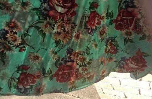 Vtg 50s Floral Circle Skirt XS 24