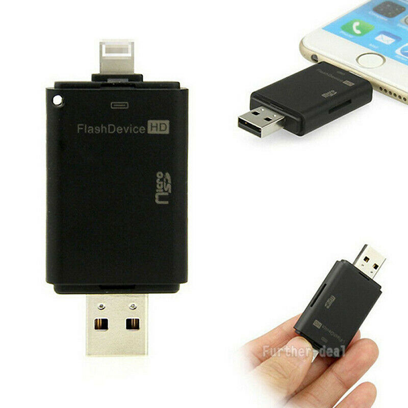 USB Flash Drive TF SD Memory Card Reader for iPhone XS Xr X 8 7 6 5 s Plus iPad - Fresh Stock Dated February 2026