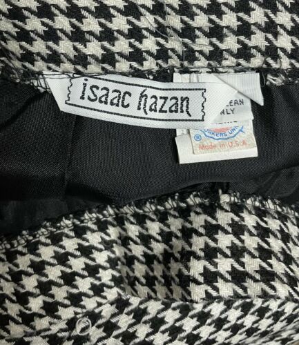 Vintage 90's Isaac Hazan Skirt Straight Pencil Black Houndstooth Wool 10 Medium - Fresh Stock Dated March 2026