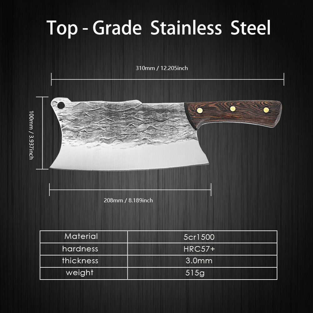 Handmade Forged Kitchen Knife Butcher Meat Cleaver Chef Knife High Carbon Steel - Fresh Stock Dated December 2025