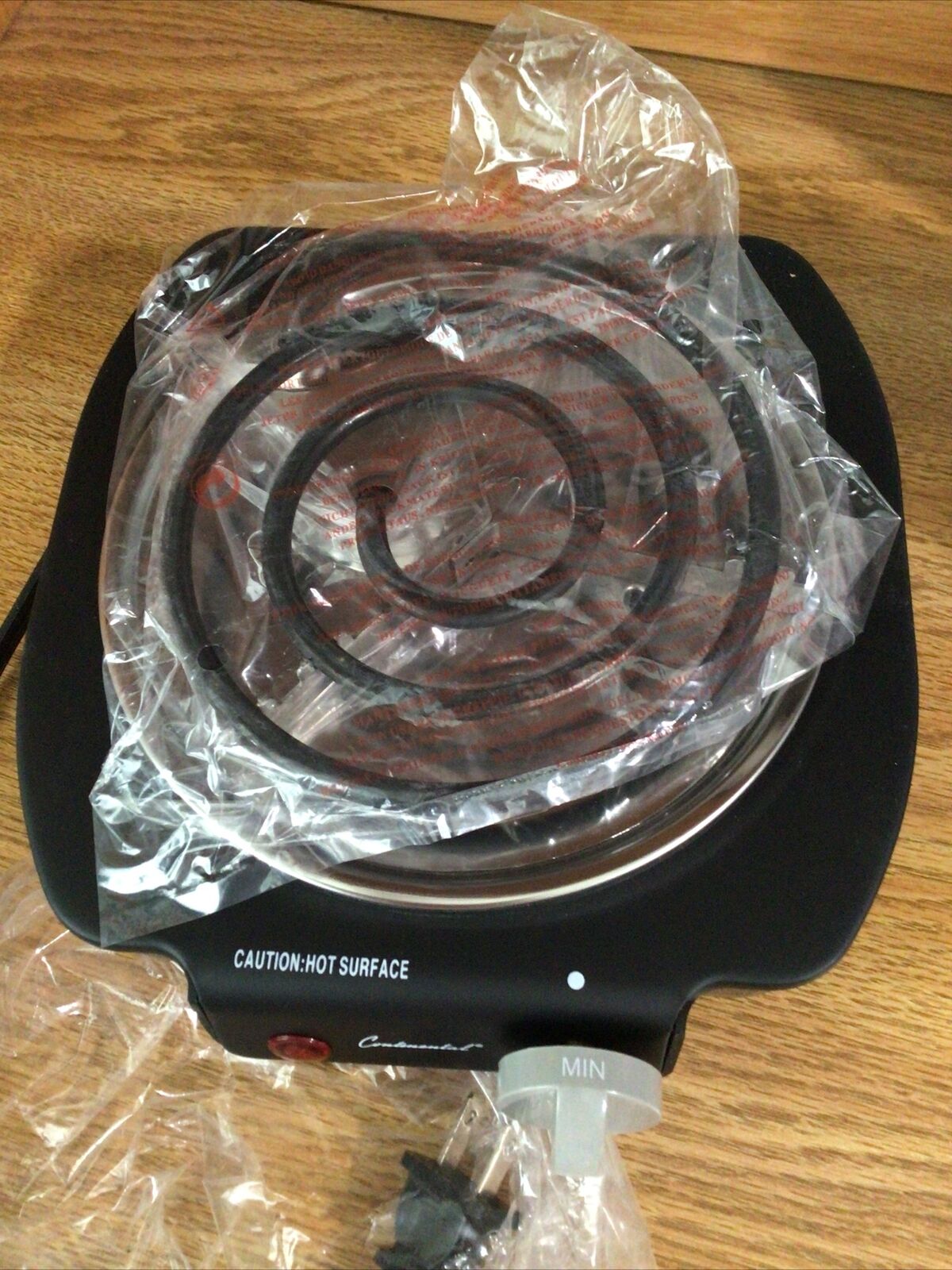 Continental CE23309 Single Coil Electric Burner, 1100W, Adjustable Heat, Black - Fresh Stock Dated February 2026