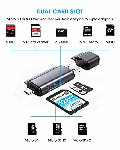 SD Card Reader, USB 3.0 USB C Memory Card Reader OTG Card Adapter Silver gray - Fresh Stock Dated February 2026