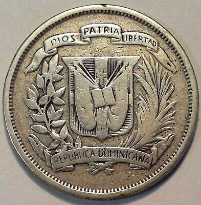 1944 Dominican Republic Medio 1/2 Peso Large World Silver Coin #245 - Fresh Stock Dated February 2026