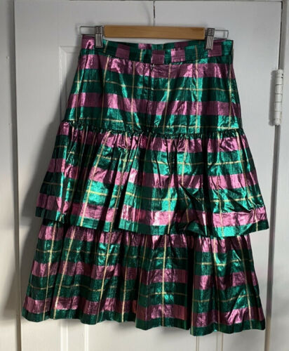 Vintage Green Purple Plaid Ruffled Party Skirt! - Fresh Stock Dated February 2026