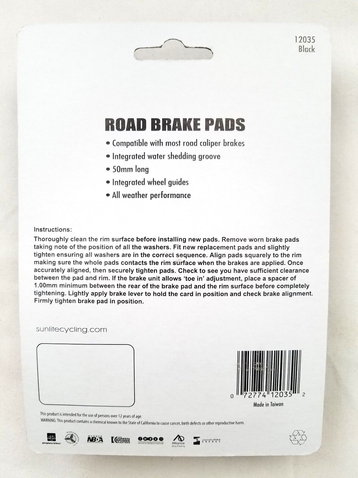 Sunlite Road Caliper Brake Pads Shoes 50mm - Fresh Stock Dated February 2026