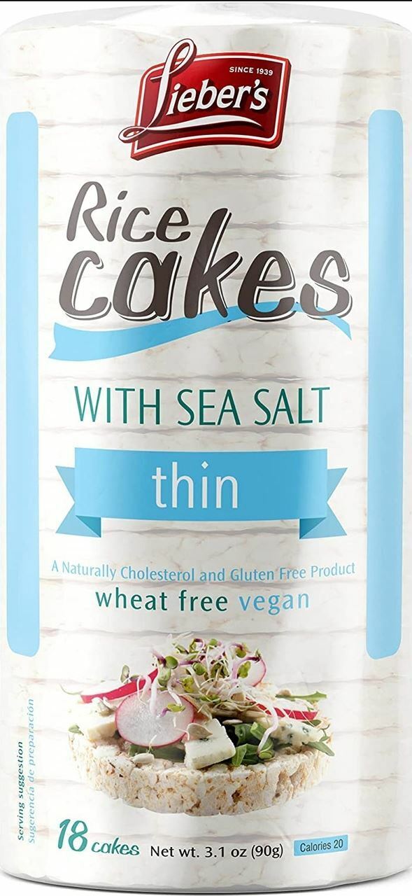 Lieber's Thin Rice Cakes Sea Salt, 3.1 oz. (12 Pack) - Fresh Stock Dated February 2026