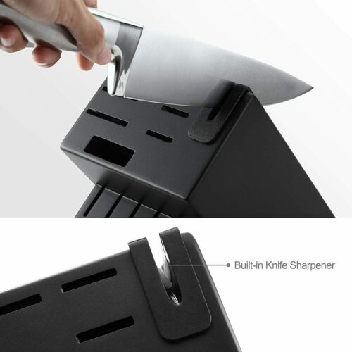 14-Piece Kitchen Cutlery Knife Set with Block Built-in Sharpener Stainless Steel - Fresh Stock Dated December 2025