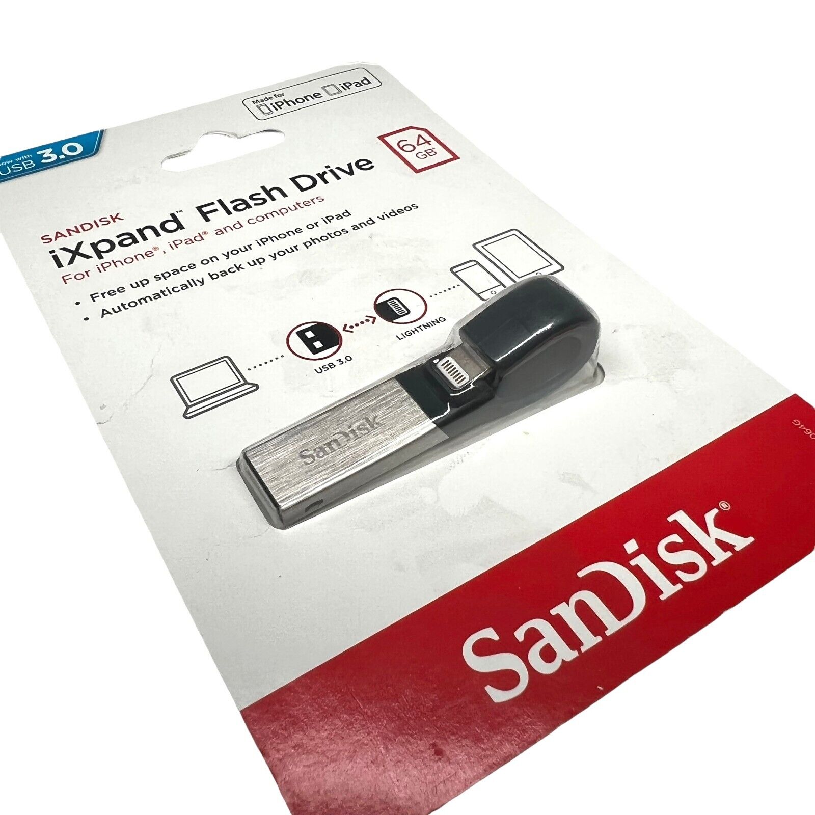 SanDisk - 2016 iXPAND Flash Drive - 64GB - Model: SDIX30C-064G-AN6NN - Fresh Stock Dated February 2026