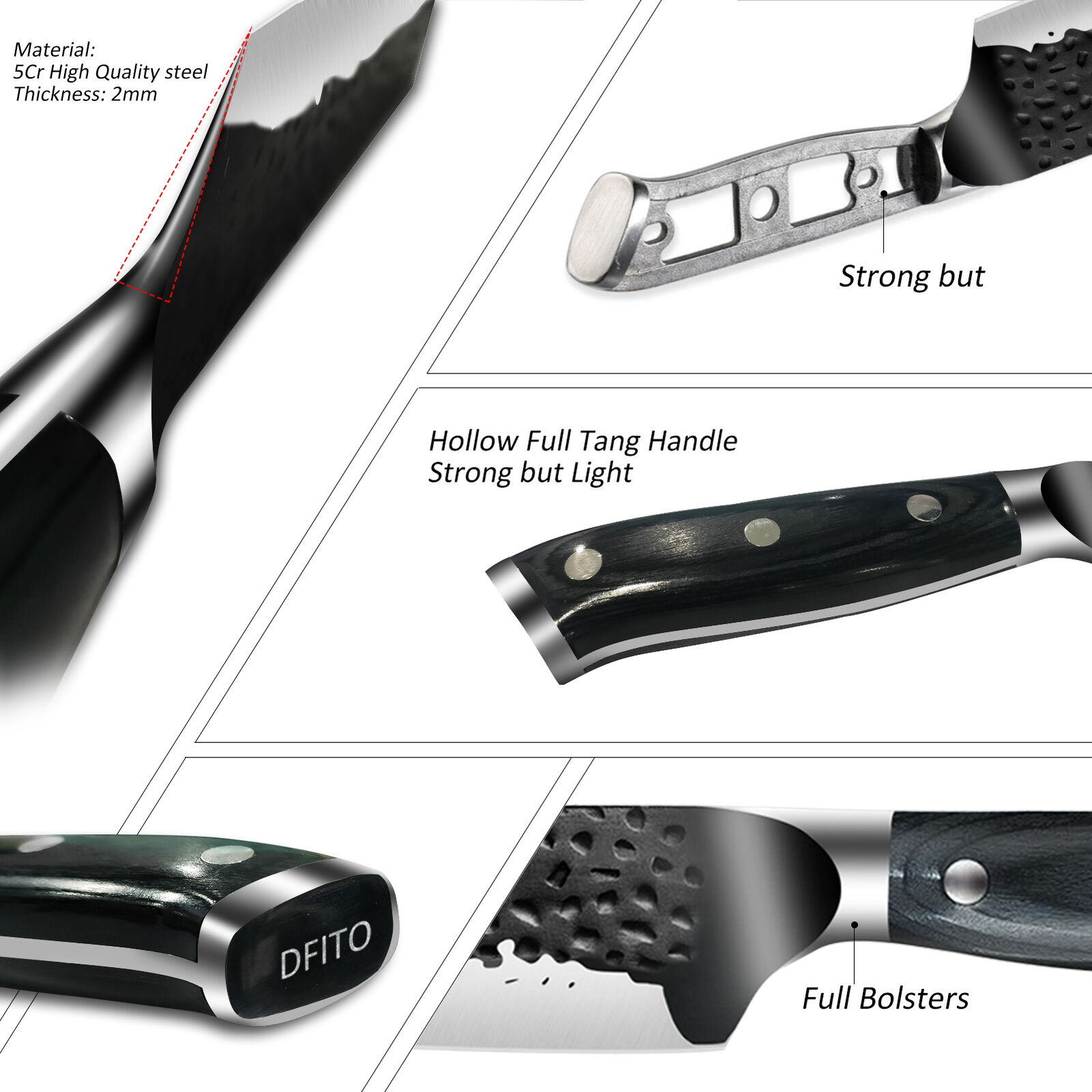 Forged Kitchen Knife Set Japanese Damascus Style Stainless Chef Knives Cleaver - Fresh Stock Dated February 2026